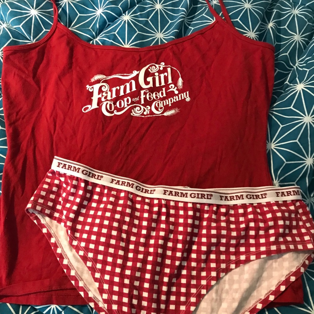 Farm Girl Red Gingham Camisole Sleep Set